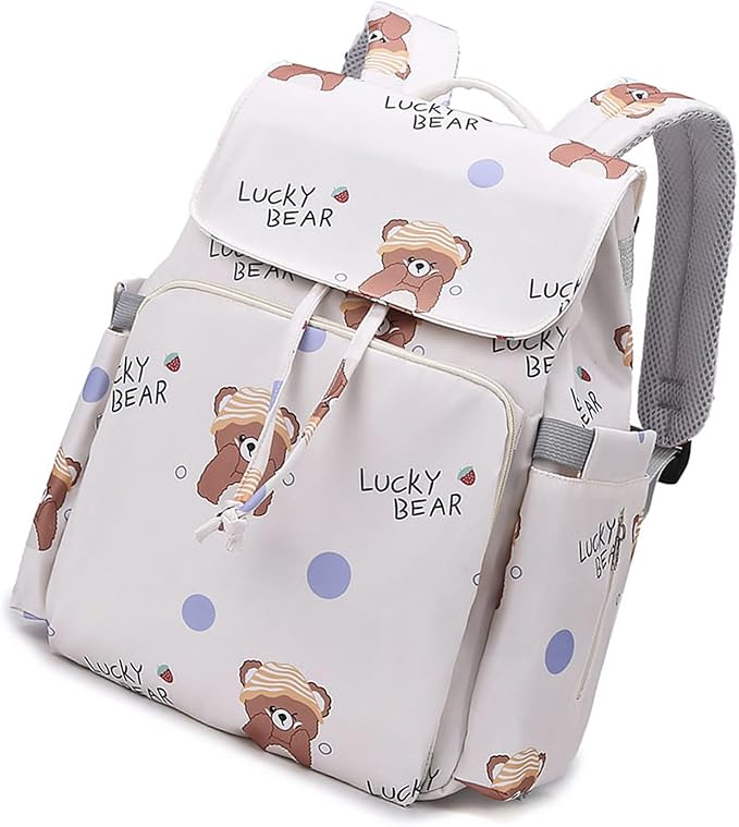 Multi Compartment Diaper Bag with Stylish Print Design Waterproof Oxford Fabric Backpack for Moms Travel Outdoor