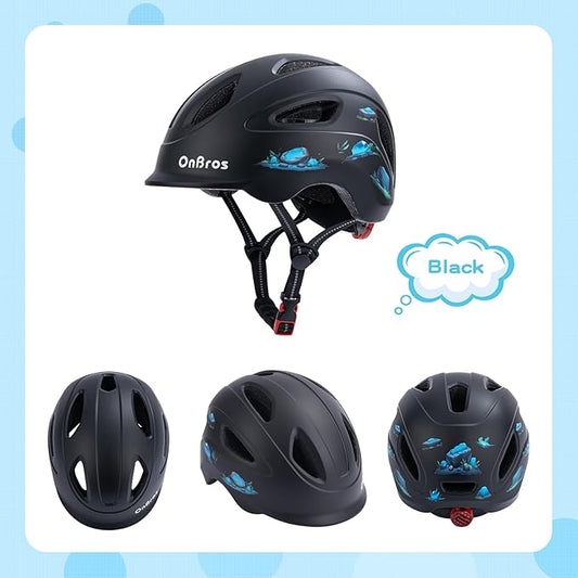 Kids Bike Helmet, OnBros Kid Bicycle Helmet for Girls and Boys with Light Lightweight Kids Helmets Certified Toddler Helmets for Kids 3-5-8-10 Age (46-50-55 cm)