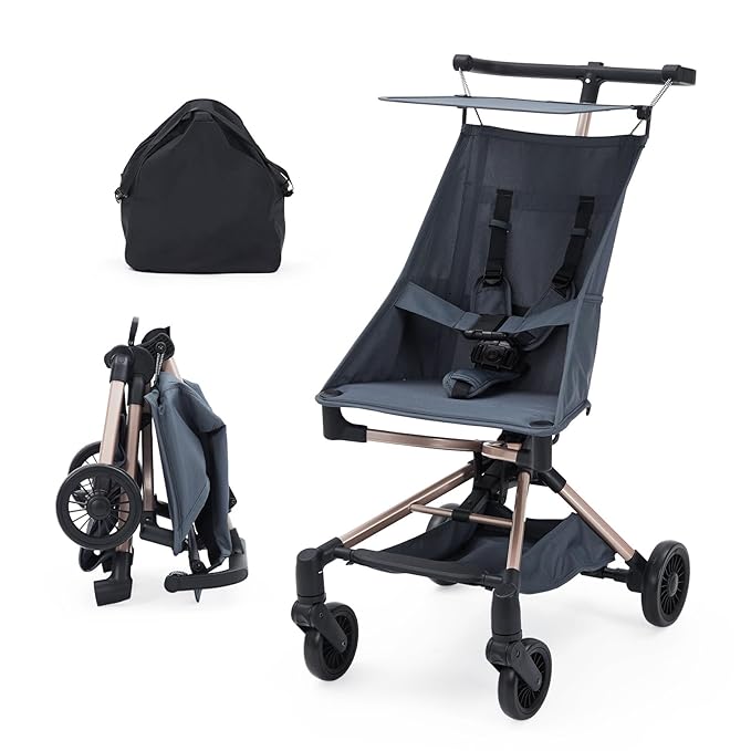Convenience Travel Stroller,Lightweight Compact Stroller Airplane-Friendly One-Handed Folding,Design Perfect for Toddlers,Large Storage Basket & Breathable Canopy，Blue