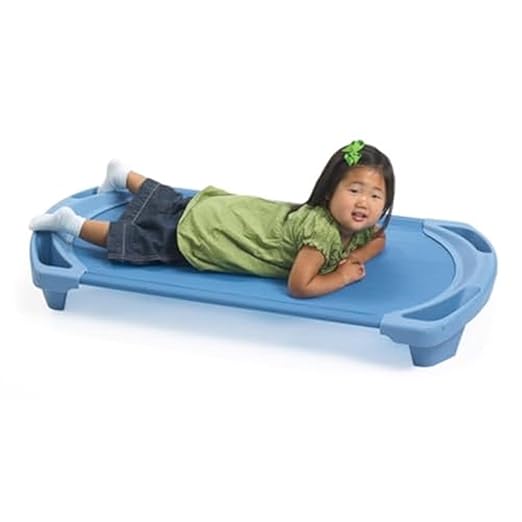 Children’s Factory SpaceLine Nap Cots, Kids Daycare and Preschool Sleeping Cot, Toddler Size, Set of 4, Wedgewood Blue