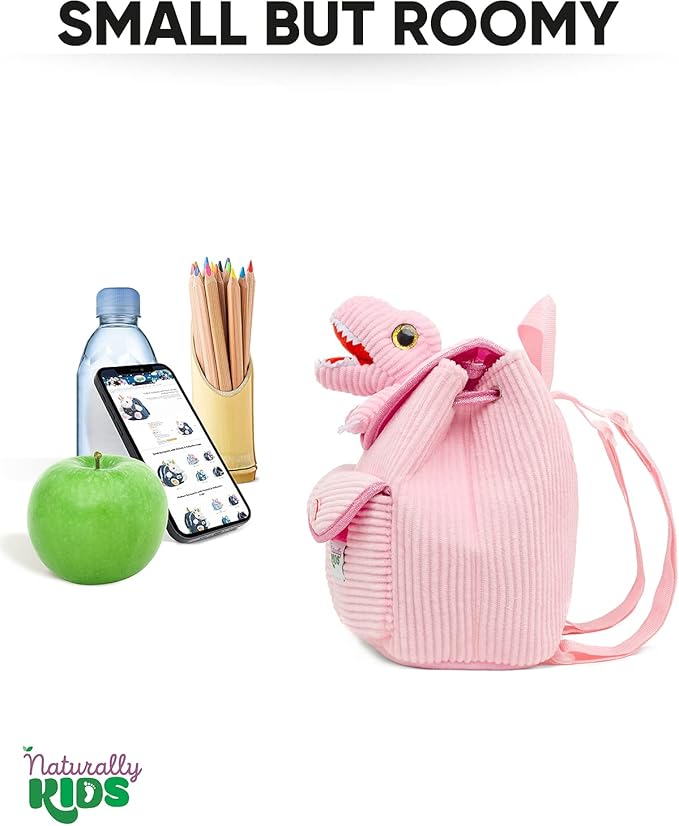 Pink Dinosaur Mini Backpack for Kids, Mini Backpack for Toddler Girls, Gift for 2 3 4 5 Year Old Girl Boy