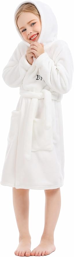 Toddler Robes Cute Pattern Bathrobe Unisex Kids Robe Baby Flannel Hoodie Pajamas Sleepwear