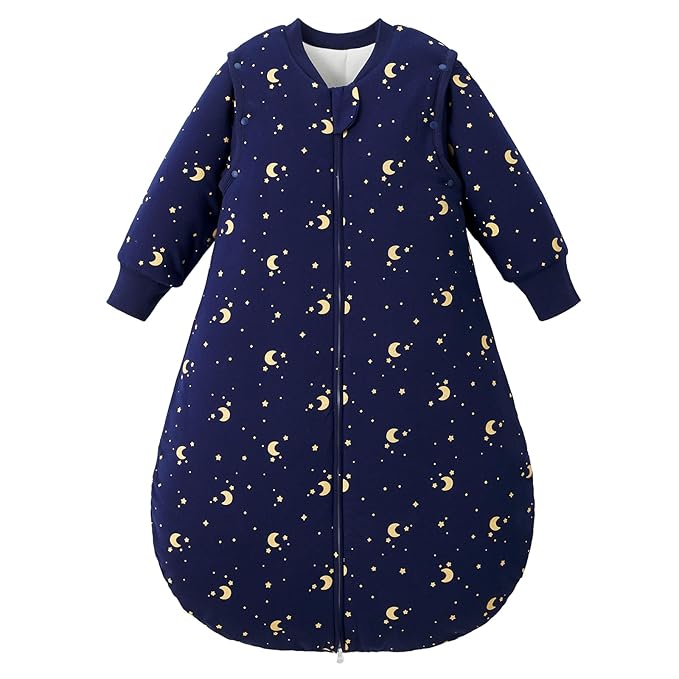 Duomiaomiao 3.5 TOG Baby Sleep Sack 100% Cotton Winter Long Sleeve Baby Wearable Blanket, Super Warm Quilted Comfy Toddler Sleeping Sack