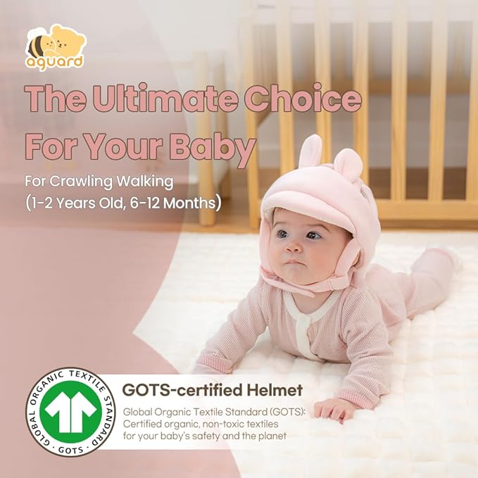Baby Head Protector- Baby Helmet Cotton, Adjustable & Ultra-Lightweight Head Protector for Crawling & Walking Infants, Toddlers (Bunny(Pink))