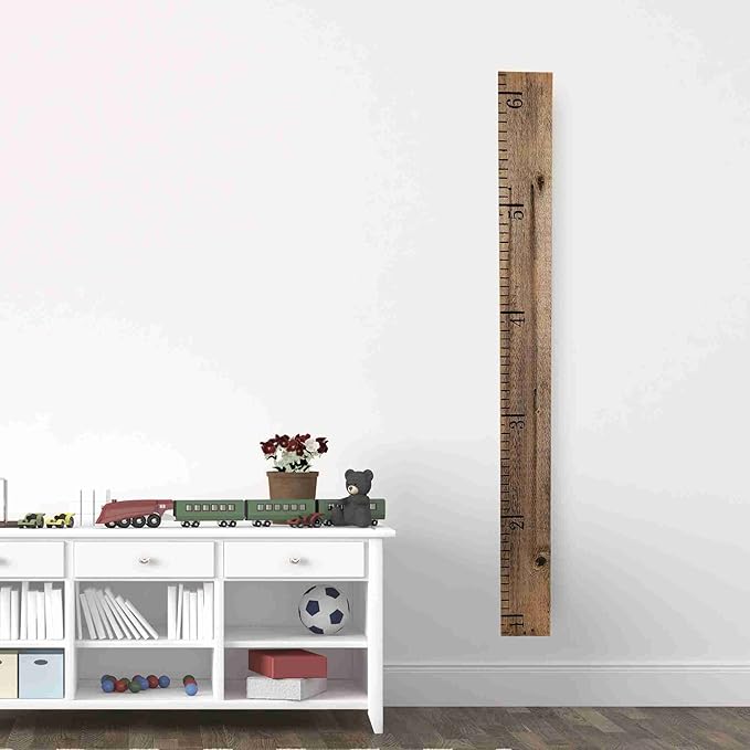 Rockin' Wood Custom Name Growth Chart Reclaimed Wood Naturally Weathered Hand Painted Kids Toddler Children Ruler Style Growth Measurement Chart No Vinyl Weathered Grey