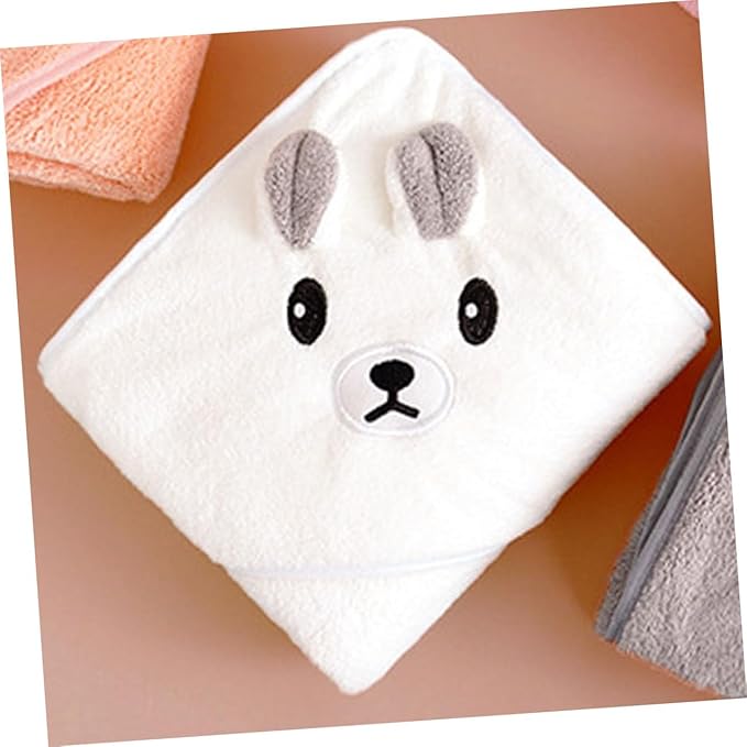 2pcs Hooded Bath Towels for Coral Fleece Soft Absorbent Animal Design Bathrobe Cape for Newborns Bath Swimming Beach Use