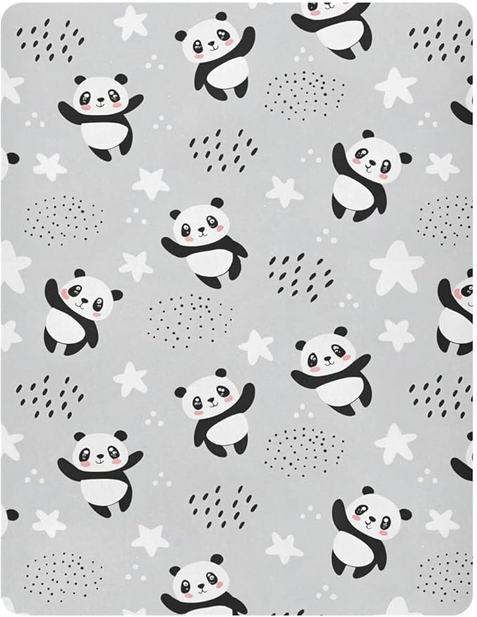 ATTX Fitted Crib Sheet Cartoon Panda Bears Baby Sheets for Standard Crib Toddler Mattress Cover, Soft Microfiber Breathable Mattress Cover,27" x 39" x 5"