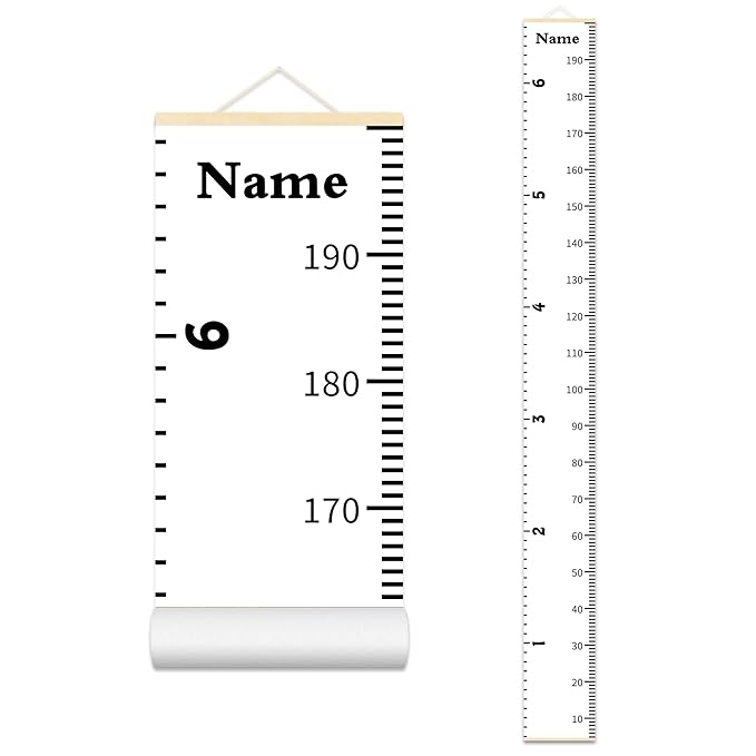 Personalized Baby Height Growth Chart for Kids Child Toddler Boys Girls, Canvas Print Growth Chart for Wall Room Nursery Decor, Hangable and Removable Growing Record Measuring Wall Ruler for Bedroom