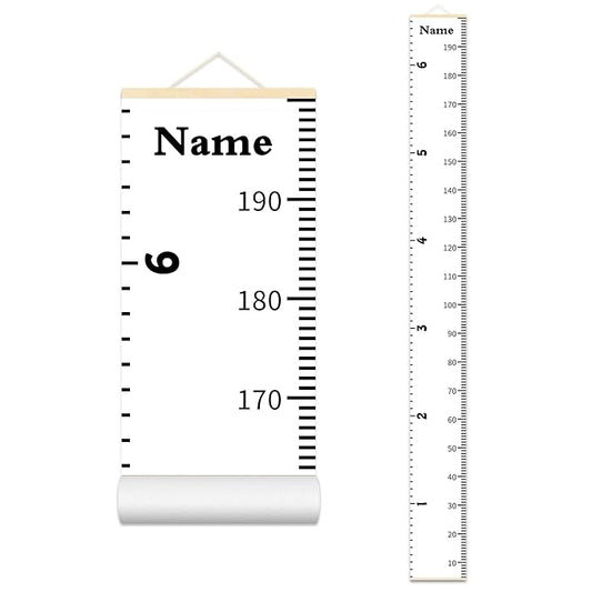 Personalized Baby Height Growth Chart for Kids Child Toddler Boys Girls, Canvas Print Growth Chart for Wall Room Nursery Decor, Hangable and Removable Growing Record Measuring Wall Ruler for Bedroom