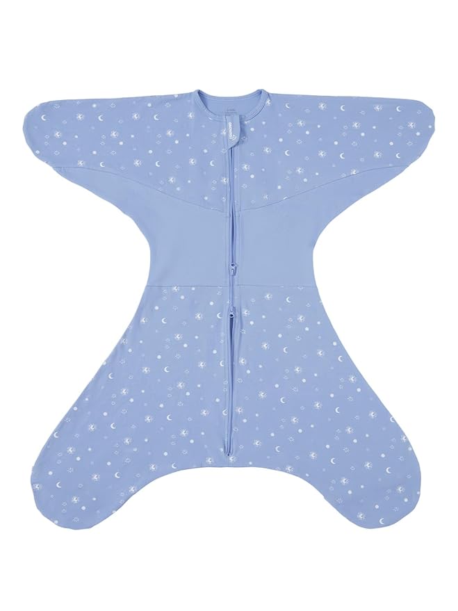 GROWNSY Transitional Swaddle Sleep Sack 6-12 Months, Starfish Design Baby Swaddle Sack, Dual-Zipper for Easy Diaper Changes, Proper Hip Development & Openable Foot Button, 19-27 lbs, Blue