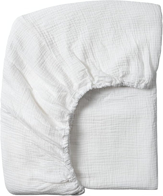 Meracorallo Muslin Crib Sheet, 100% Cotton Fitted Crib Sheet 28x52 Soft and Breathable Baby Boys Girls Cover for Standard Crib and Toddler Mattresses, White