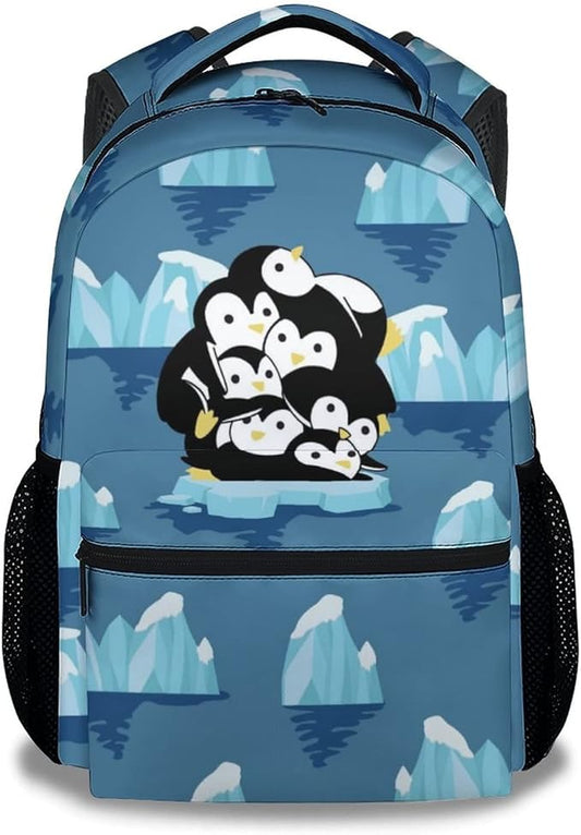 COOPASIA Cute Penguin Backpack, 16 Inch Animal Theme Bookbag with Adjustable Straps, Durable, Lightweight, Large Capacity, School Backpack for Kids Girls Boys