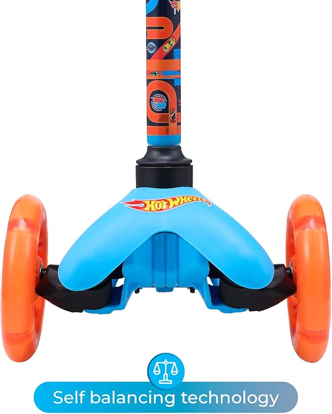 Self Balancing Kick Scooter with Light Up Wheels, Extra Wide Deck, 3 Wheel Platform, Foot Activated Brake, 75 lbs Limit, Kids & Toddlers Girls or Boys, for Ages 3 and Up