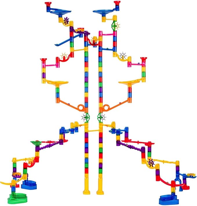 Marble Genius Marble Run Extreme Set, STEM Toys & Maze Construction Building - 300 Translucent Track Pieces & Glass Marbles for Family, Kids Toddlers Ages 4-8 - Fun Holiday Creative Gifts