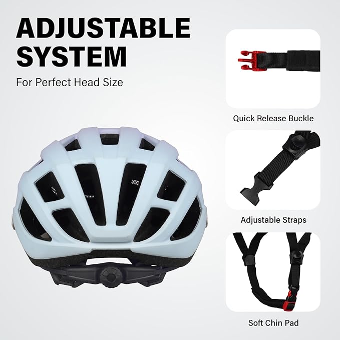 Youth Adult Road Bike Helmet, Men Women Adjustable Mountain Bicycle Helmet with Detachable Visor, 2 Sizes for Age 8-14+ Youth, Kids, Adult