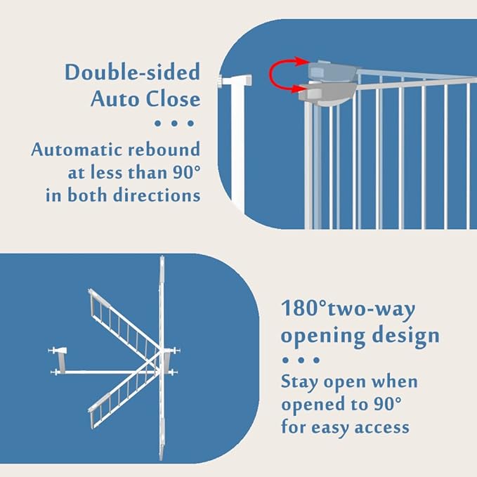 DEARBB Triple Lock Baby Gate for Stairs Doorways and House 31" to 86" Extra Wide Pressure Mounted Easy Walk Through Auto Close Safety Pet Gate White 49.21-67.32"