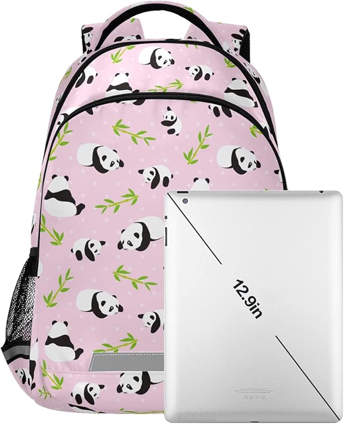 MNSRUU School Backpack with Chest Strap, Animal Cute Panda Bear Laptop Backpack, Travel Hiking Backpack for Boys Girls, Rucksack, Knapsack One Size