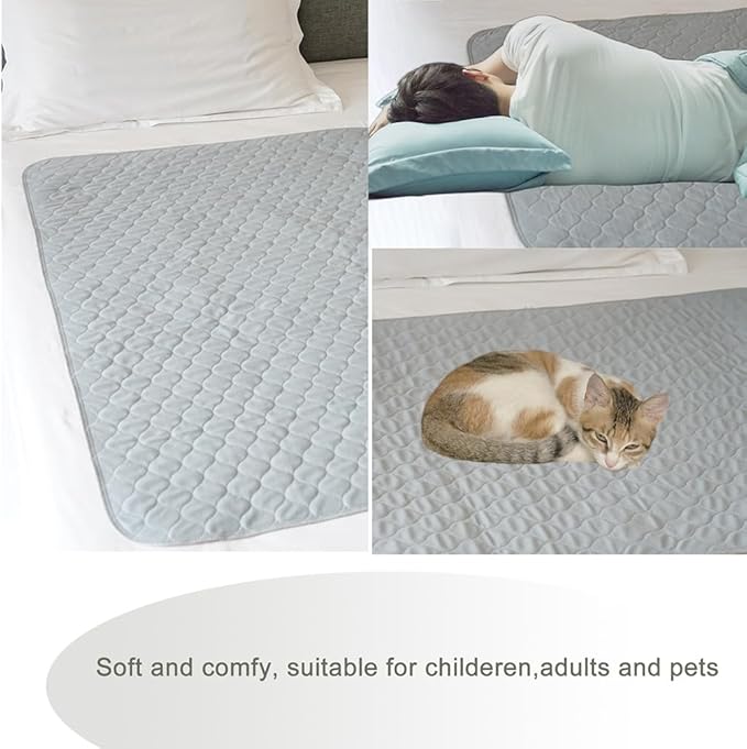 Leakproof Bed Pads 2 Pack Soft-Brushed Absorbent Incontinence Bed Pee Underpads Washable Reusable 34X36 inches Fit Twin Bed Durable Waterproof Draw Sheet Mattress Protector