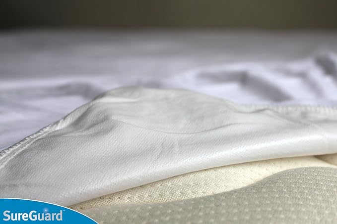SureGuard Queen Size Mattress Protector - 100% Waterproof, Hypoallergenic - Premium Fitted Cotton Terry Cover White