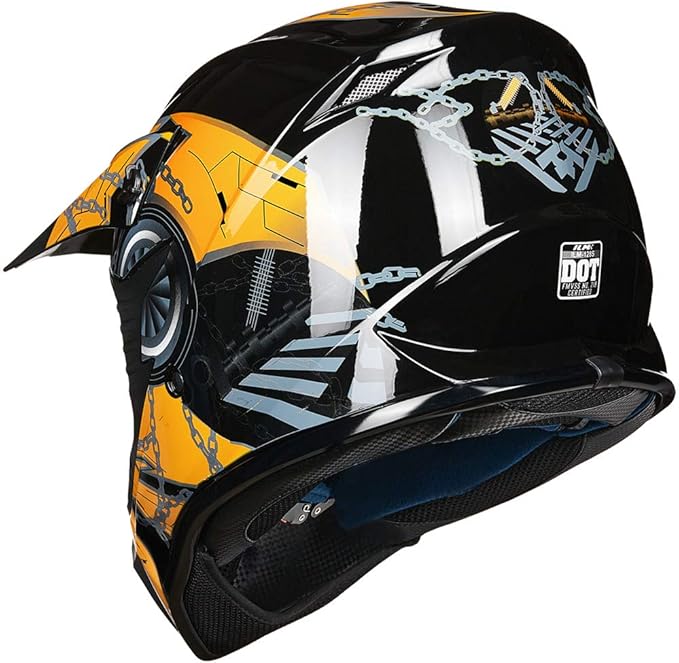 ILM Youth & Kids Dirt Bike Helmets Motocross ATV Dirtbike BMX MX Offroad Full Face Motorcycle Helmet, DOT Approved Model 128YS (Yellow Black, Youth-Large)