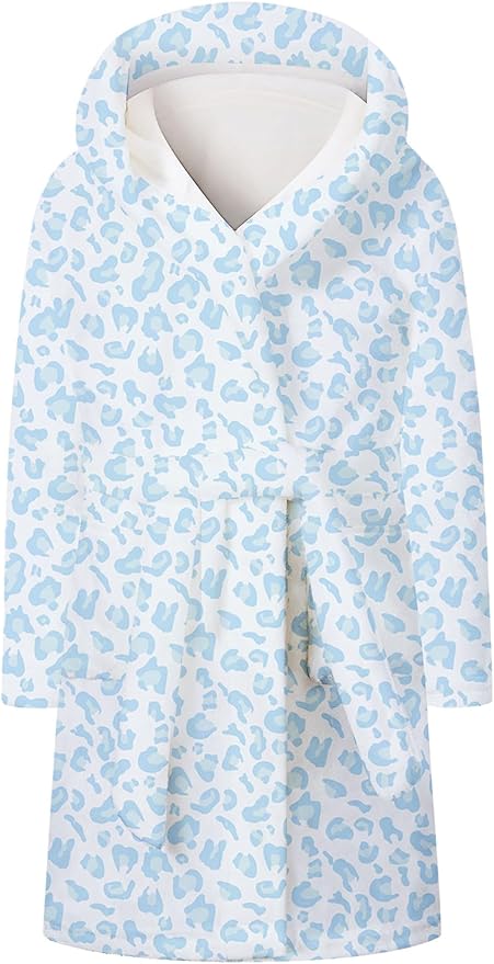 Umeyda Girls & Women Fleece Hooded Robes, Soft Fuzzy Bathrobe Warm Plush Fluffy Bath Robe for Kids Womens
