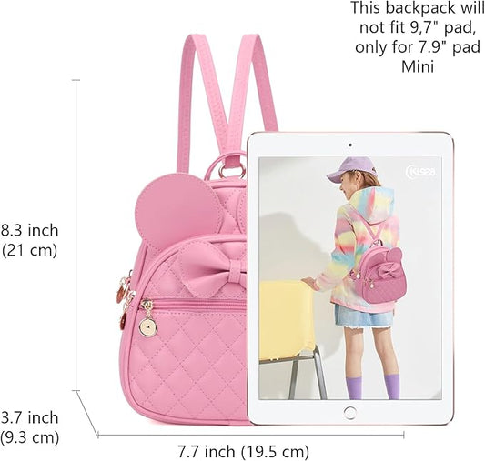 KL928 Girls Mini Backpack Bowknot Polka Dot Cute Small Daypacks Convertible Shoulder Bag Purse for Women