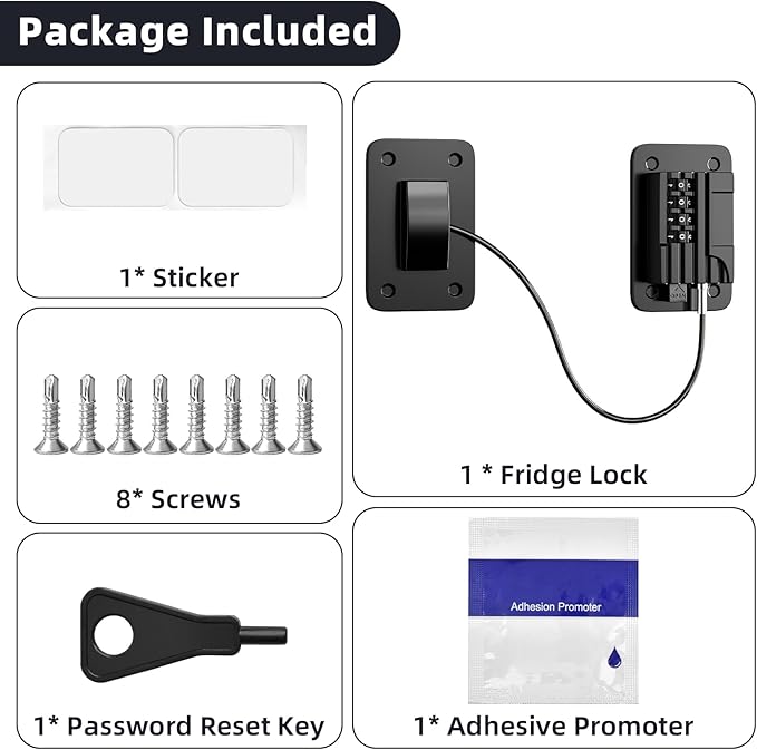 Fridge Lock Children refrigerator lock Fridge password lock can be easily installed without tools, and are suitable for refrigerators, dishwashers.
