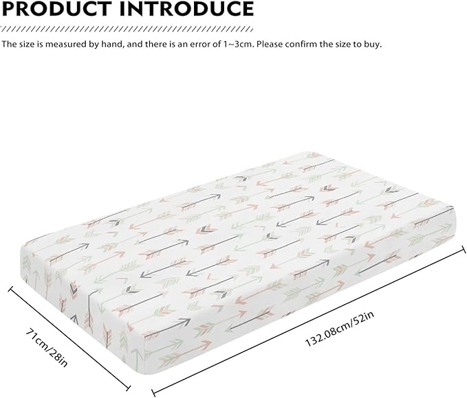 Arrows in Tender Colors Fitted Crib Sheet Pink White Arrow Baby Crib Sheet Fit Standard Crib and Toddler Mattress,Crib Mattress Sheets for Boys Girls 28"x52"