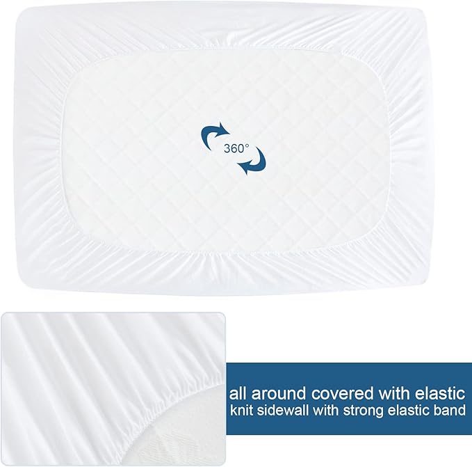 SPRINGSPIRIT Twin Extra Long (XL) Waterproof Mattress Protector Premium Fitted Sheet up to 14'' for College Dorm Room, Breathable Mattress Topper Pad Cover, Noiseless Mattress Protector Twin XL