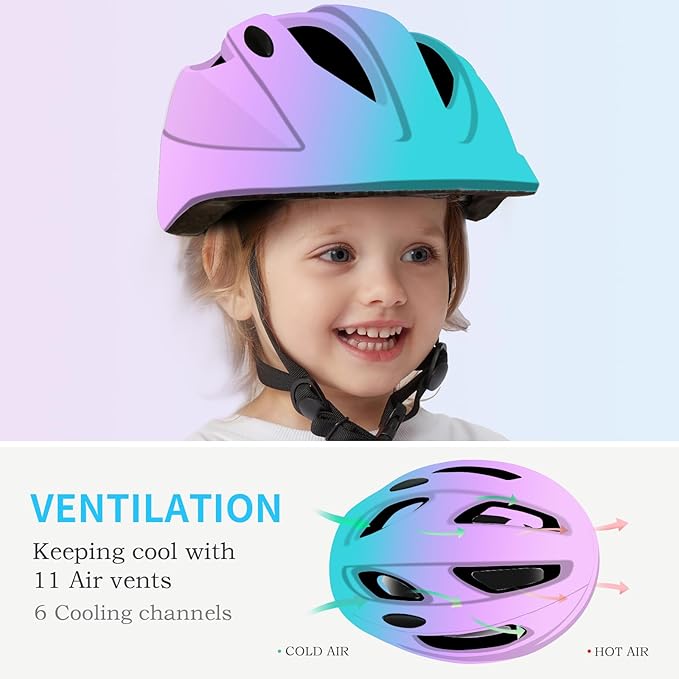 Adjustable Gradient Color Bike Baby/Toddler Helmet 2-4 Years,Safety Lightweight Kids Helmets Ages 1-3-5-8 for Girls Boys,Multi-Sport Infant Helmet for Skating Cycling Scooter
