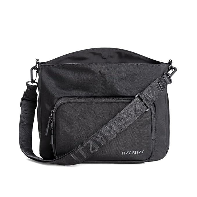 Itzy Ritzy Belong Cargo Caddy - Attaches to Stroller or Wagon; Also Includes Shoulder/Crossbody Strap (Black)