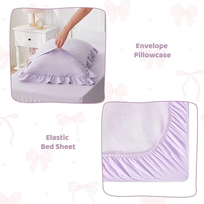 Wowelife Princess Toddler Bedding Set for Girls, Boho Toddler Tufted Bed Set, 4 Pieces Ruffles Jacquard Embroidery Toddler Girl Comforter with Comforter, Fitted Sheet, Flat Sheet and Pillowcase