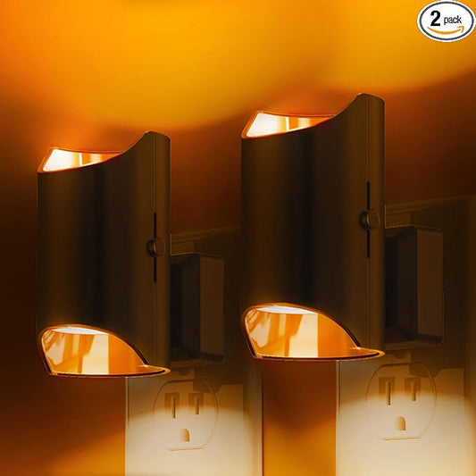 L LOHAS LED Night Lights - Amber & Yellow, Dimmable & Sensor, Soft Warm Light for Kids & Bedroom, 2 Pack