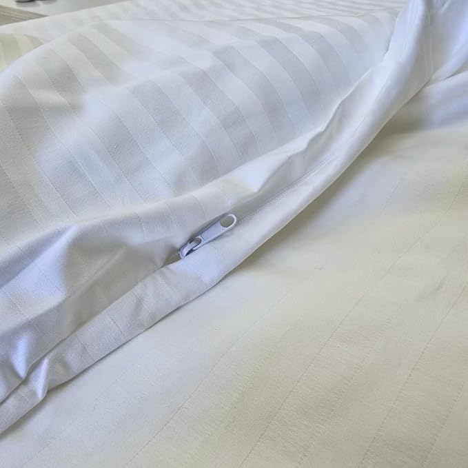 Continental Bedding Toddler Duvet Protector 100% Cotton 300TC Damask Stripe with Zipper Closure and Inner Ties, Fits Crib & Toddler Bed Comforters, 39x47 inch