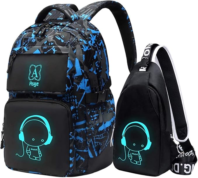 Asge Backpack for School Boys Backpacks for Kids Camo Bookbag for Middle School Bags Waterproof Travel Back Pack (Blue) | for School, Backpacks, for Kids, Bookbag, for Middle School, Bags