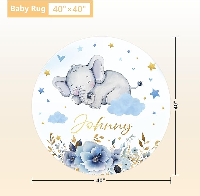 Custom Baby Bedding Set, 3 Pcs Personalized Name Crib Bedding Set for Nursery, Cute Baby Crib Set with Double Layer Blanket for Boys Girls, Customized Gifts for Toddlers Infants, Blue Elephant
