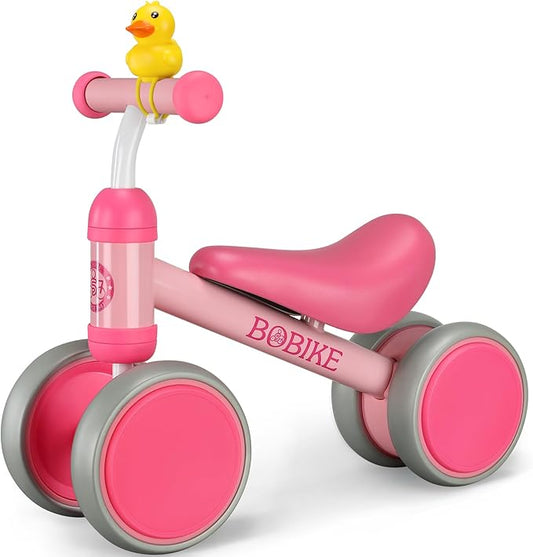 Baby Balance Bike Toys for 12-36 Months Kids Toy Boy Girls Gifts Toddler Best First Birthday Gift Children Walker No Pedal Infant 4 Wheels Bicycle (Rose Red)