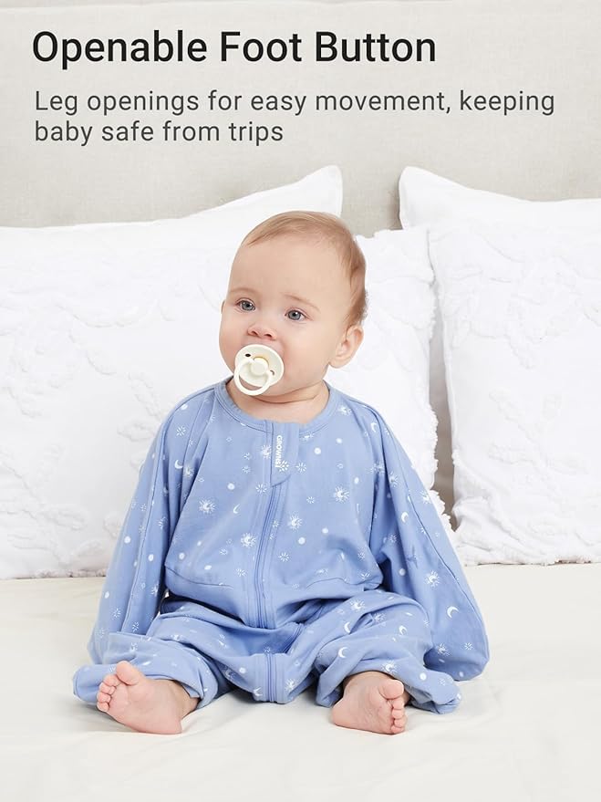 GROWNSY Transitional Swaddle Sleep Sack 6-12 Months, Starfish Design Baby Swaddle Sack, Dual-Zipper for Easy Diaper Changes, Proper Hip Development & Openable Foot Button, 19-27 lbs, Blue