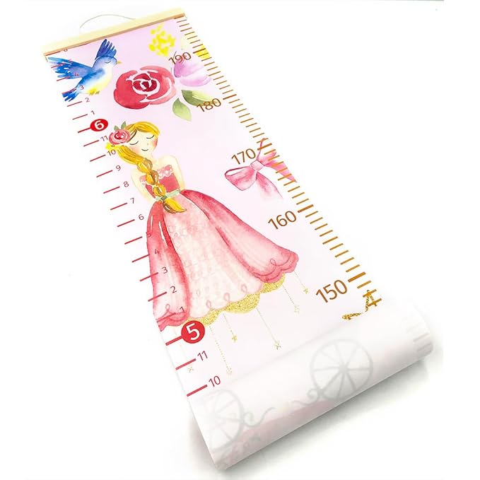 HomeEvolution Kids Growth Chart Height Measuring Chart, Princess Canvas Wall Hanging Rulers for Baby Children Girls Bedroom Decor (Princess)