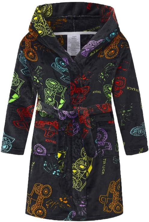 Boys Girls Robe Kids Flannel Hooded Bathrobe Sleepwear Pajamas Toddler Soft Plush Robes for Girls 2-16 Years