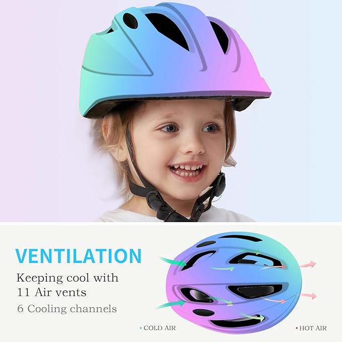 Adjustable Gradient Color Bike Baby/Toddler Helmet 2-4 Years,Safety Lightweight Kids Helmets Ages 1-3-5-8 for Girls Boys,Multi-Sport Infant Helmet for Skating Cycling Scooter