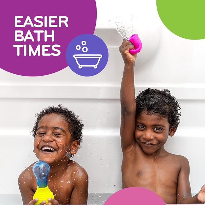 Mobi Skwooshlz Water Squeeze Bulbs - Silicone Baby Bath Toys, Baby Bathtub Toys for Toddlers, Latex and BPA Free, Food Grade Silicon, Easy to Clean - Toddler Ages 1-3 (Pack of 2)