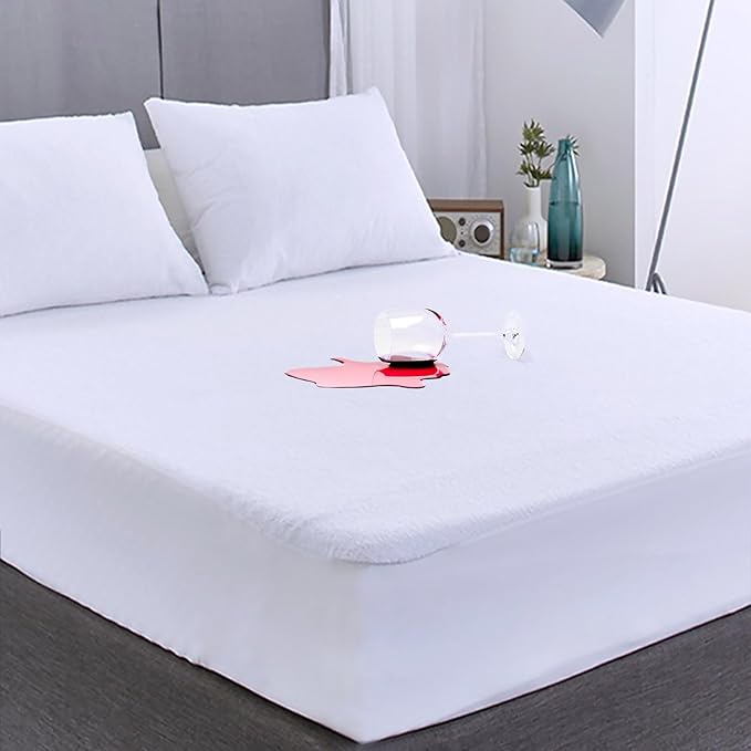 FGZ Full Size Mattress Protector Waterproof White Noiseless Cotton Terry Washable Mattress Cover for Kids Adults 54" x 75"
