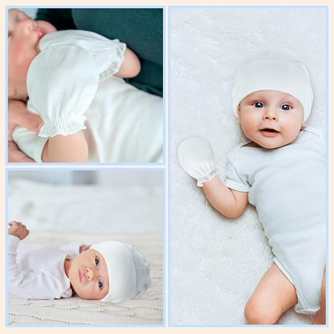 RATIVE Baby Mittens No Scratch Organic Cotton for Newborn 0-6 Months | Baby Essentials Must-Haves for Boys & Girls