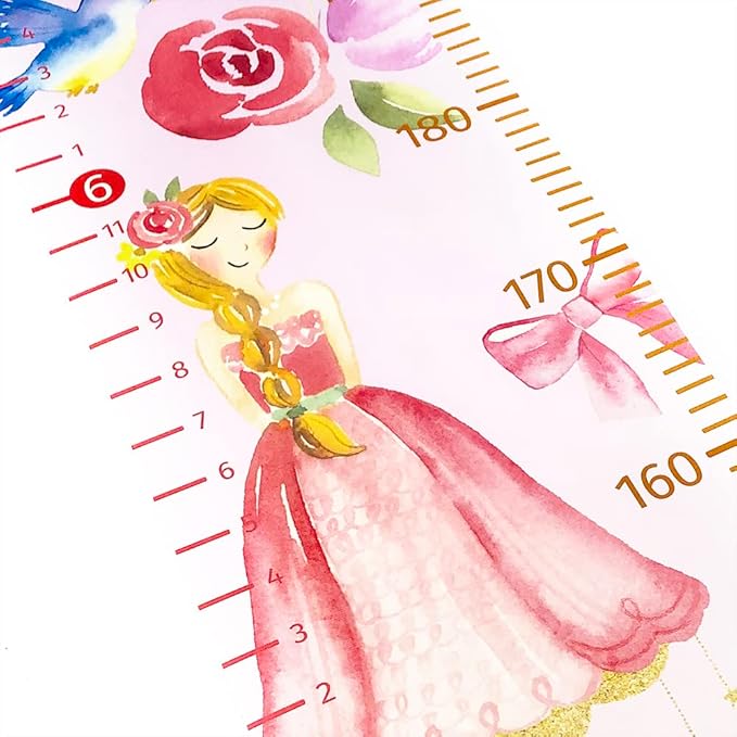 HomeEvolution Kids Growth Chart Height Measuring Chart, Princess Canvas Wall Hanging Rulers for Baby Children Girls Bedroom Decor (Princess)