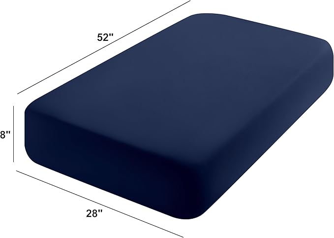 FLXXIE 2 Pack Microfiber Fitted Crib Sheets, Super Soft and Cozy Toddler Fitted Sheets for Standard Crib and Toddler Mattresses, 28x52, Navy Blue