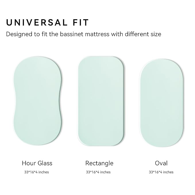 TILLYOU Baby Bassinet Sheets for Girls Boys, Fit for Hourglass Oval Rectangle Bassinet Mattress Sheets, 33”X16”, 2 Pack Fresh Flowers and Light Green