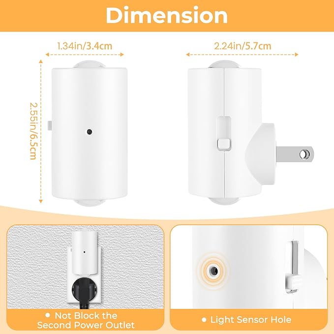 LED Night Light Plug in, Modern Plug-into Wall NightLight, Adjustable 0-200LM Brightness,Daylight 5000K,Dimmable Night Lights for Hallway Bedroom Stairway, Kitchen, Dusk to Dawn Sensor,4 Pack