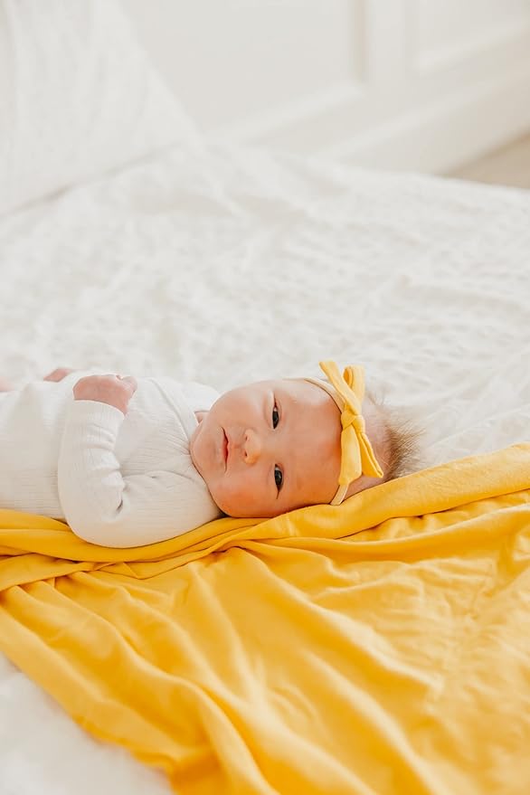 Copper Pearl Baby Swaddle Blanket - Premium Knit Baby Blanket, Large Soft Stretchy Receiving Blankets for Baby Boy and Girl, Swaddles for Newborn, Infant, and Toddler (Banana)