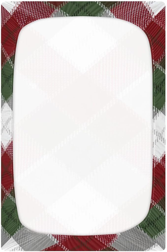 Christmas Plaid Pattern Red Crib Sheets Standard Crib Toddler Mattresses Cover Fitted Baby Bed Sheet Breathable Crib Mattress Sheet for Girls Boys 52" x 28"x5''